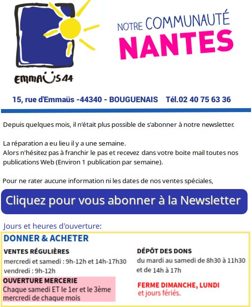 je mabonne Newsletter Emmaus 44 Nantes