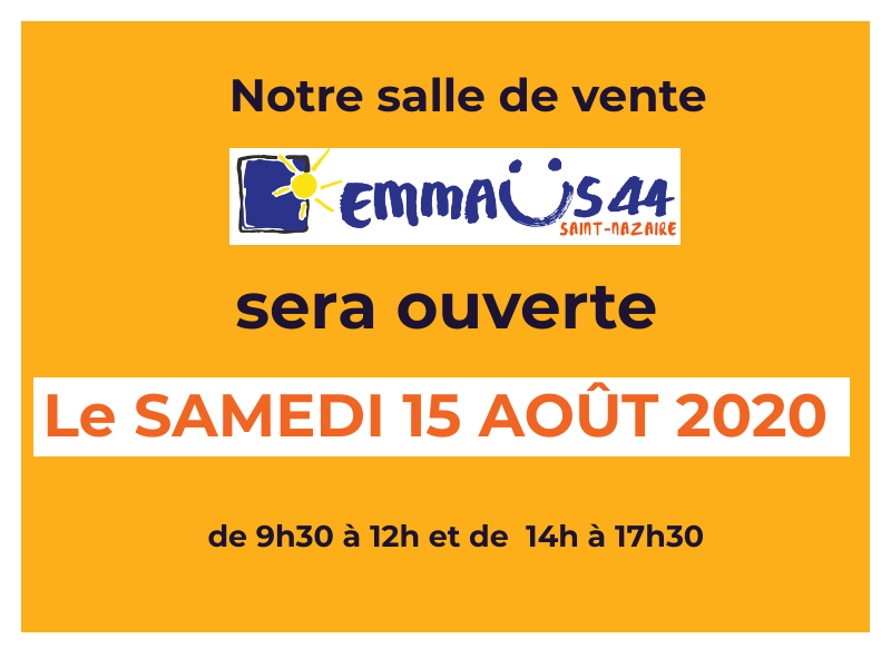 Emmaus Saint-Nazaire ouvert le 15 Aout 2020