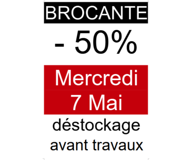 Brocante 50 pcent avant travaux Fb