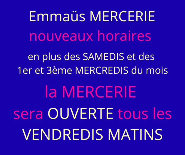 nouveaux horaires MERCERIE 202509
